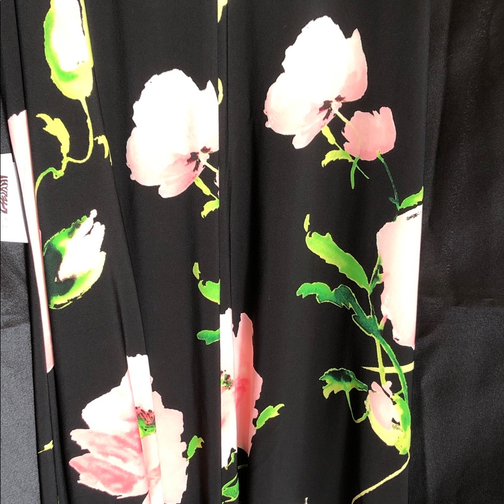 Anne Klein Black Dress with Pink and Green Floral Design